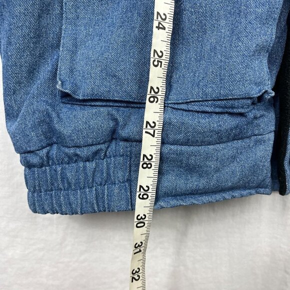 Vintage Stag Hill Denim Fleece Lined Utility Vest Men M Oversized Baggy Full Zip - Picture 10 of 10